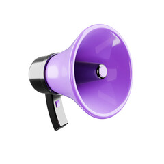 purple 3d loudspeaker megaphone on transparent background