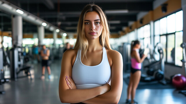 Fit Woman at Fitness Gym, Female Athlete, Female Strength