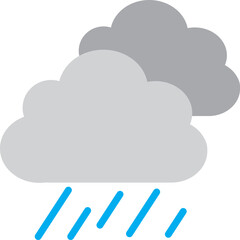 Rainy day with Grey cloud weather icon.