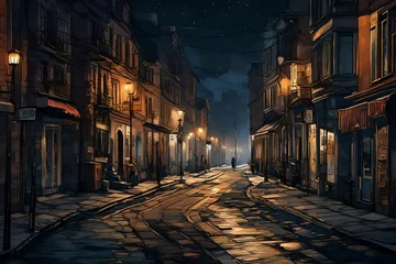 Foto auf Acrylglas A city street at night © MISHAL
