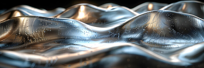  Folded layers of silver aluminum metal sheets ,
Fluid Textured Wave Aluminum Steel Metal Sheet WaveInspired Aluminum Texture - obrazy, fototapety, plakaty