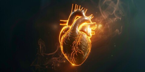 glowing human heart concept Generative AI - obrazy, fototapety, plakaty
