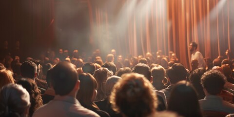 Fototapeta na wymiar crowds of people in the auditorium Generative AI