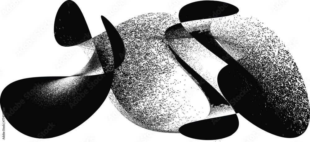 Poster distorted geometric shape . minimal art design . noise destroyed logo . trendy grainy shapes . graph