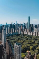 Fototapeta na wymiar city with skyscrapers and parks bird's eye view Generative AI