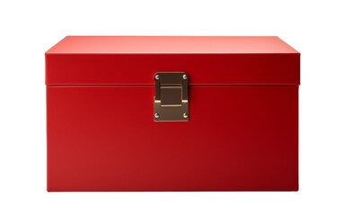 A vibrant red box with a sleek handle, contrasting on a pristine white background