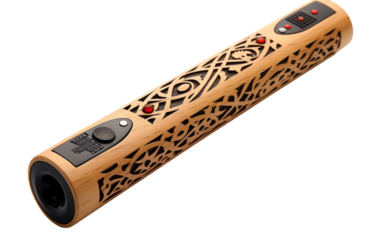 Close-up of a sleek remote control on a pristine white background