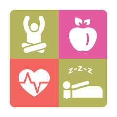 Mobile application logotype. Healthy lifestyle icons, wellness tracker. Modern, trendy, flat vector design. User Interface element. 