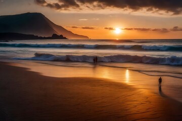 Fototapeta na wymiar sunset over the beach