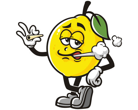 recommend clip art: smoking Lemon fruit cartoon mascot illustration character vector clip art hand drawn