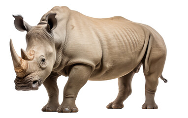 Obraz premium A majestic white rhinoceros stands proudly on a white background