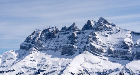 Dents du Midi Switzerland in Winter - obrazy, fototapety, plakaty