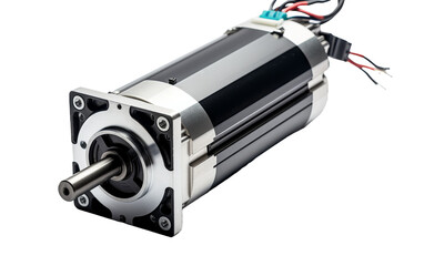 A colorful stepper motor with intricate wires attached, ready for a dance of movement