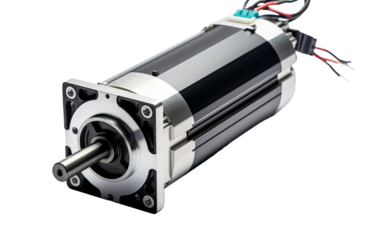 A colorful stepper motor with intricate wires attached, ready for a dance of movement