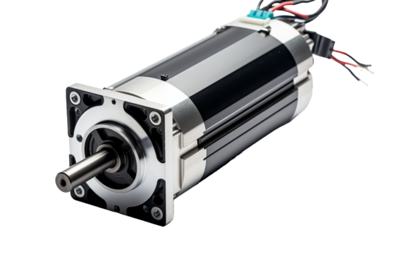 A colorful stepper motor with intricate wires attached, ready for a dance of movement