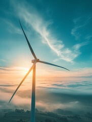 Nachhaltige erneuerbare Energie durch Windkraft, ai generativ - obrazy, fototapety, plakaty