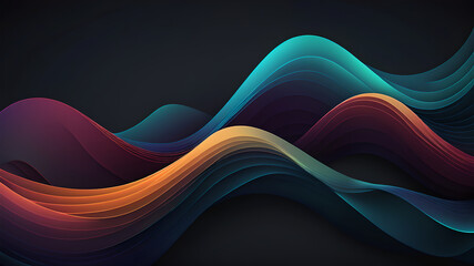 Dark abstract curve and wavy background with gradient and color, Glowing waves in a dark background, Curvy wallpaper design - obrazy, fototapety, plakaty