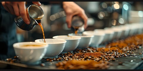 Workshop on Hospitality Education: People Learning About Making Coffee in a Cafe. Concept Hospitality Education, Coffee Making, Cafe Workshop, People Learning, Barista Skills