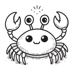 Vector vintage crab drawing Hand drawn monochrome seafood illustration EPS 10