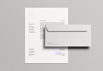 Pressed Letterhead Letter Envelope Identity Branding Logo Logotype Corporate Stationary Minimal Mockup Template
