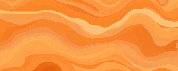 Orange topographic line contour map seamless pattern background with copy space
