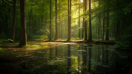Reflections of Serenity: The Peaceful Forest Glade
