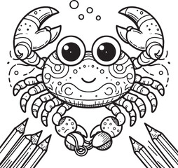 Vector vintage crab drawing Hand drawn monochrome seafood illustration EPS 10