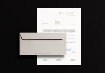 Pressed Letterhead Letter Envelope Identity Branding Logo Logotype Corporate Stationary Minimal Mockup Template