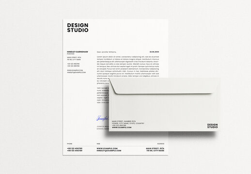 White Letterhead Letter Envelope Identity Branding Logo Logotype Corporate Stationary Minimal Mockup Template