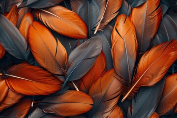 Close-up of an Assortment of Stylish Feather Textures from Various Birds - Top View Generative AI