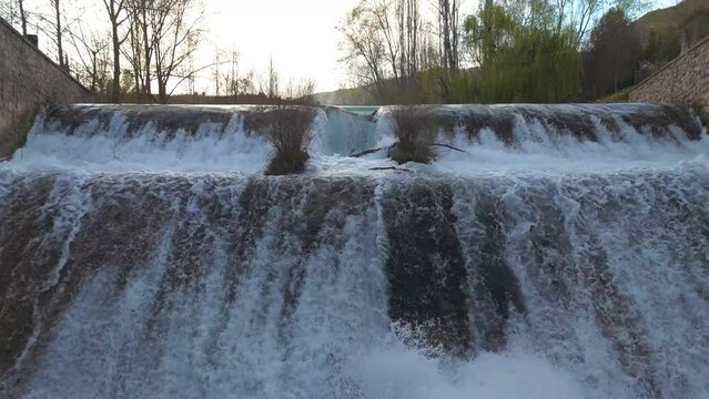 Aerial view waterfall in Castril, Granada, Spain