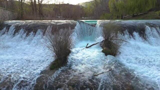 Aerial view waterfall in Castril, Granada, Spain