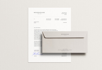 White Letterhead Letter Envelope Identity Branding Logo Logotype Corporate Stationary Minimal Mockup Template