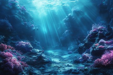 Fototapeta na wymiar Stunning underwater landscape. Realistic modern background