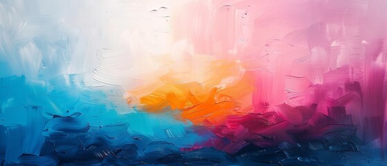 A soothing abstract piece, with thick, gentle strokes of paint in soft pastels. 