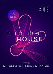 Discotheque Flyer. Dance Festival Graphic. Blue Dj Poster. Green Party Set. Nightclub Radio Invitation. Electro Cover. Sound Design. Violet Discotheque Flyer