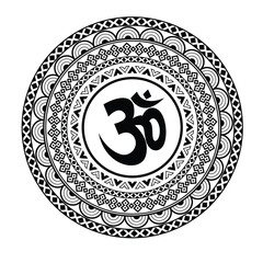 Mandala art with om symbol graphic design.