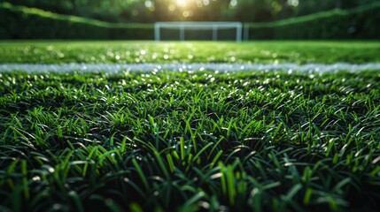 Aerial Green Grass Texture for Soccer Fields Generative AI - obrazy, fototapety, plakaty