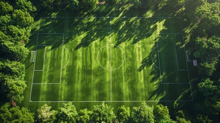 Aerial Green Grass Texture: Soccer Field Pattern Generative AI - obrazy, fototapety, plakaty