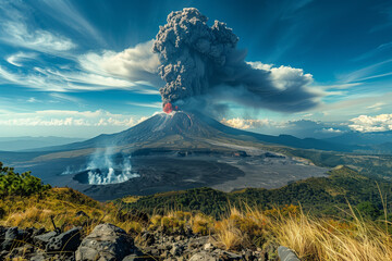 Volcano Erupting Smoke Into Sky