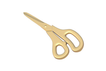 Golden scissors isolated on white background. 3d render