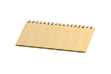 Golden calendar isolated on white background. 3d render