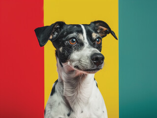 Bright and Playful: Isolated Dog Portrait on Color Background