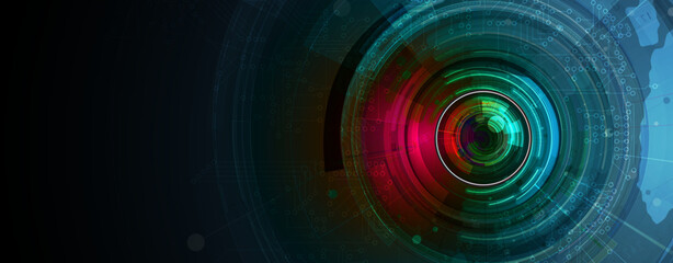 Abstract Artificial intelligence. Cloud computing. Machine learning. Technology web background. Virtual concept futuristic background
