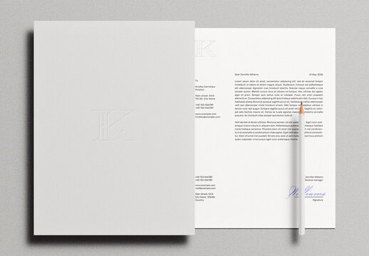 Pressed Folder Letterhead Letter Identity Branding Logo Logotype Corporate Stationary Minimal Mockup Template