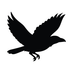 silhouette of a raven on white 