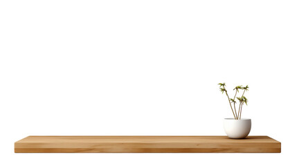 A wooden shelf displaying a vase filled with colorful flowers