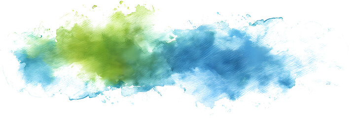 Blue and green watercolor paint mesh on transparent background.