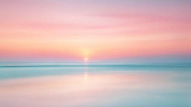 Abstract seascape at sunrise, soft pastel colours ocean, long exposure photo background