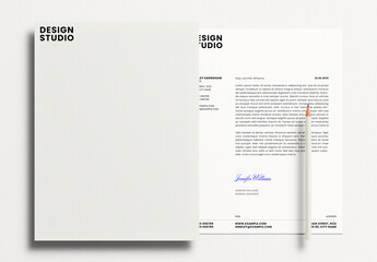 White Folder Letterhead Letter Identity Branding Logo Logotype Corporate Stationary Minimal Mockup Template